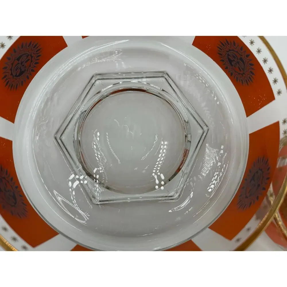 1970's Jeanette Glass Company Aztec Sun Chip & Dip Bowls